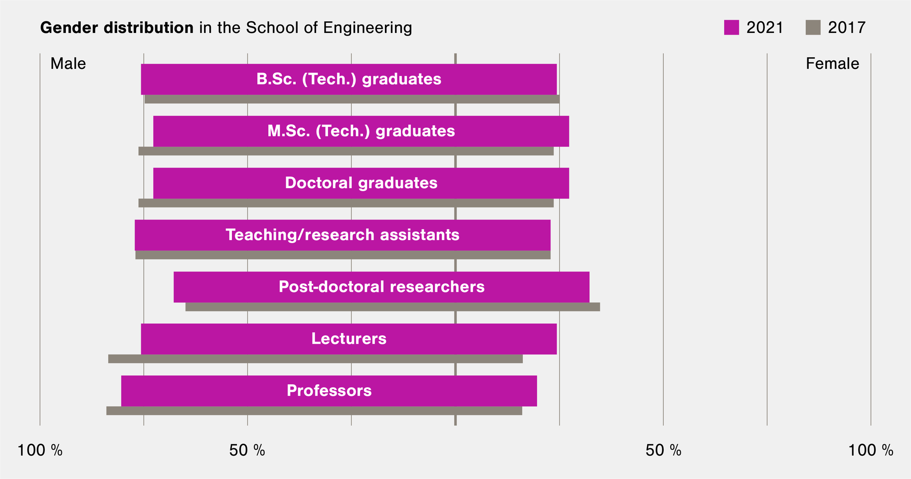 Graph depicting gender distribution in the School of Engineering