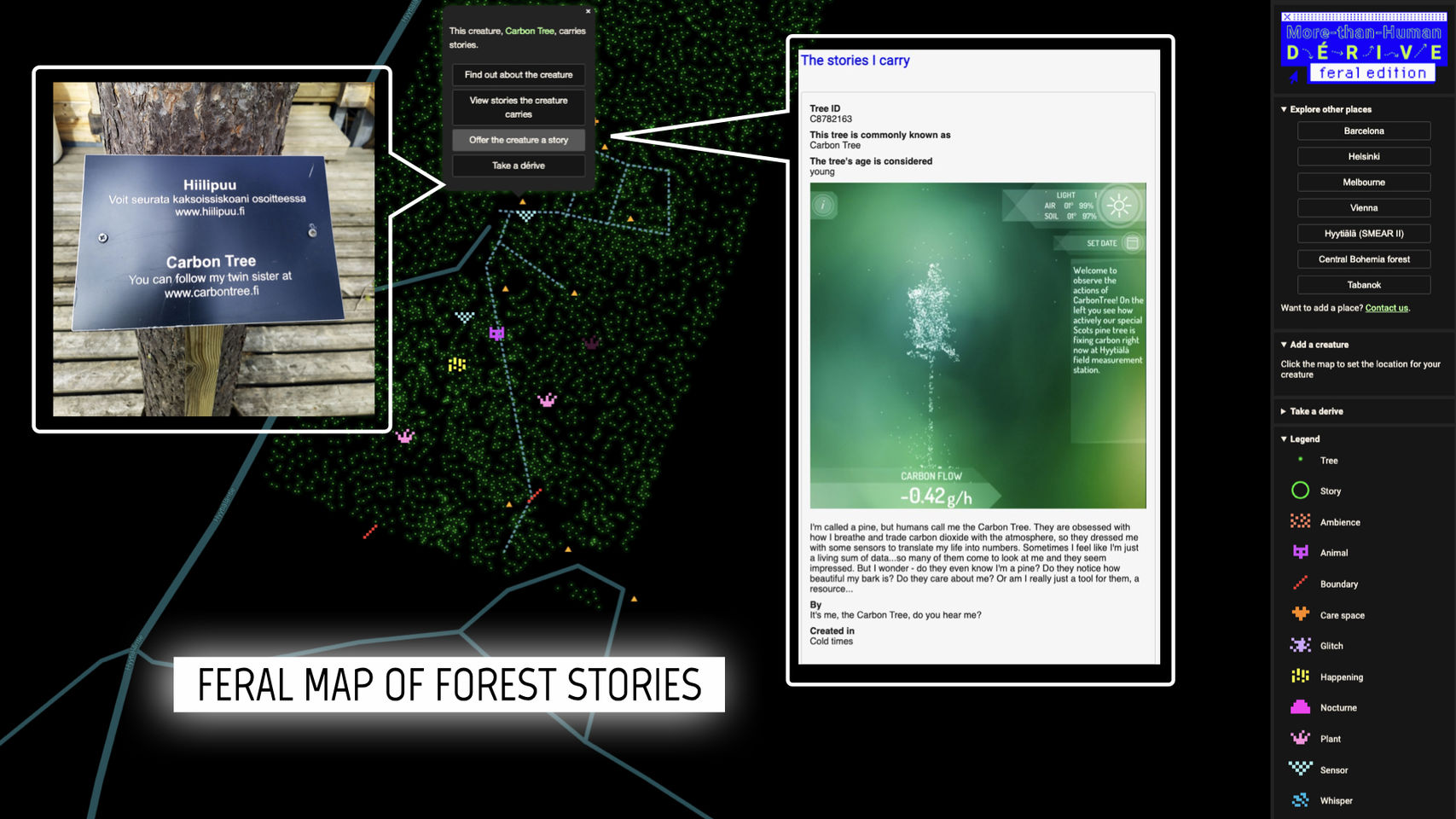 Open Forest Feral Map, different kinds of data visualised on a map