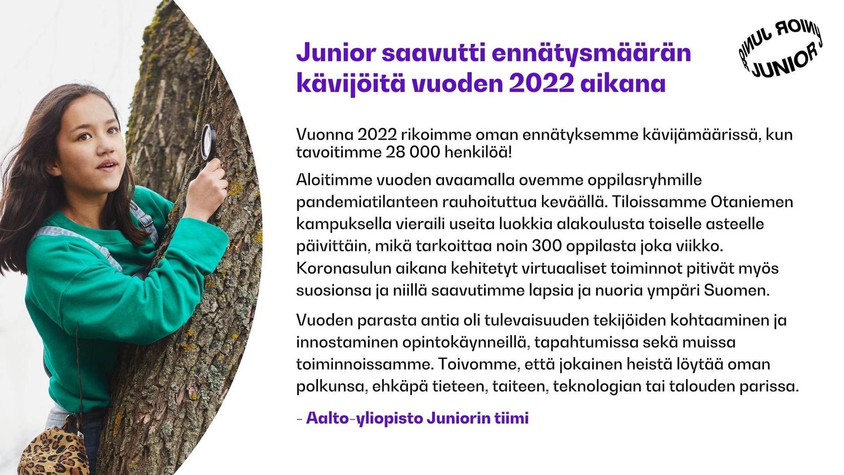 Junior saavutti ennätysmäärän kävijöitä vuoden 2022 aikana