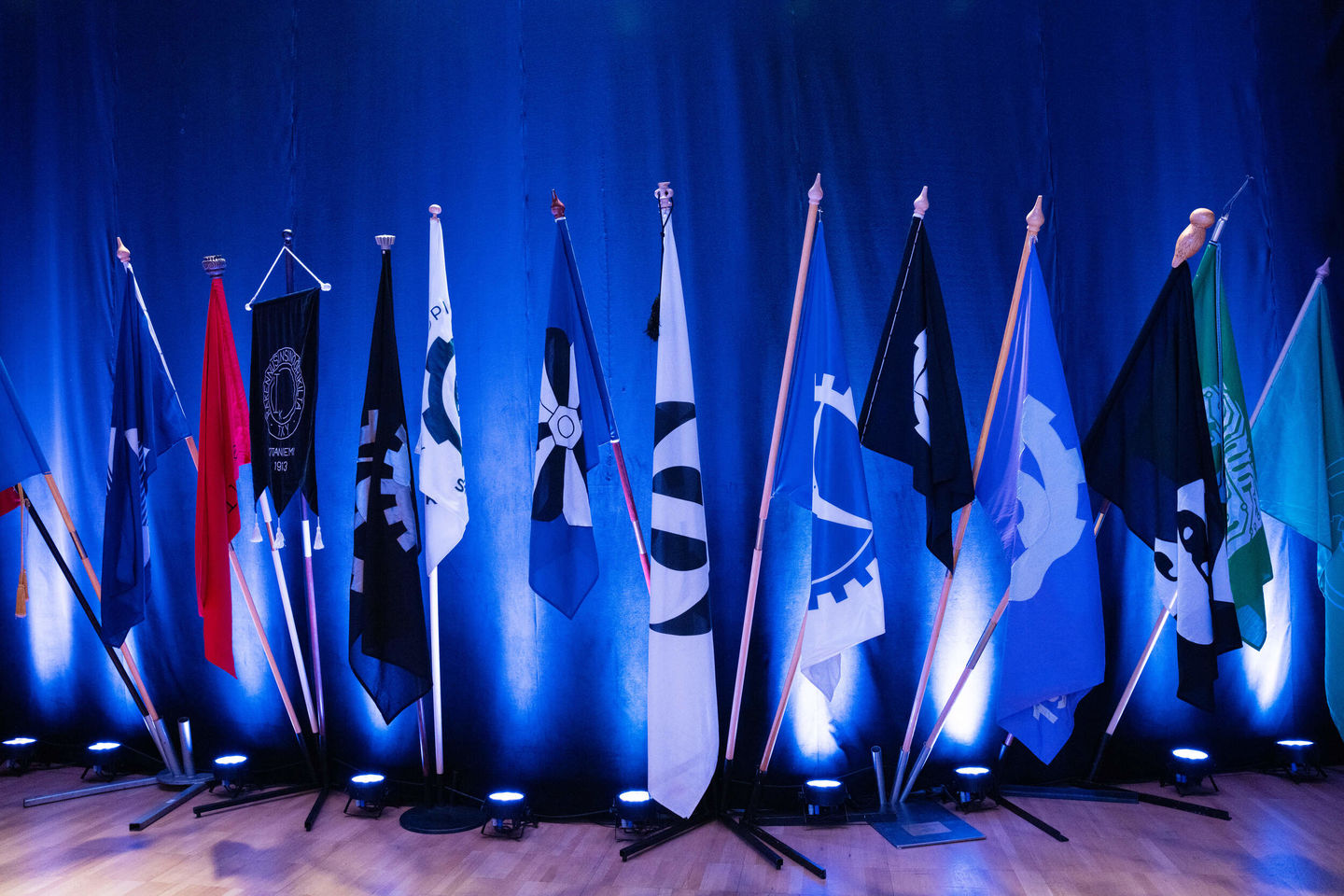 Guilds' flags on stage