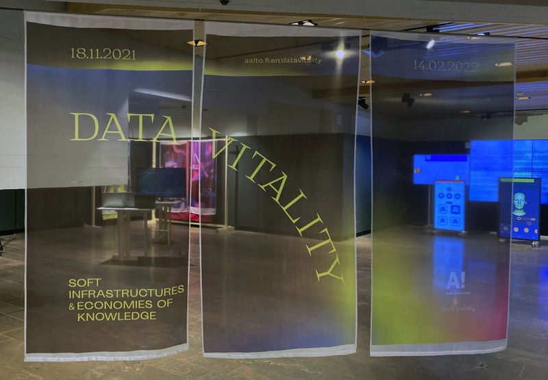 General image from Data Vitality exhibition, photo by Outi Turpeinen