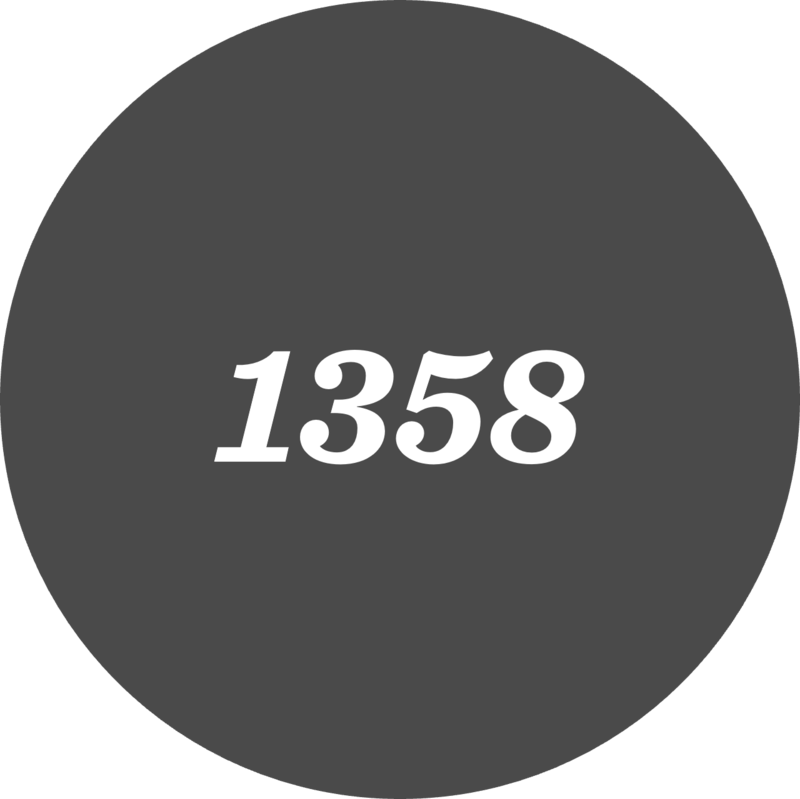 Number 1358 inside a round shape