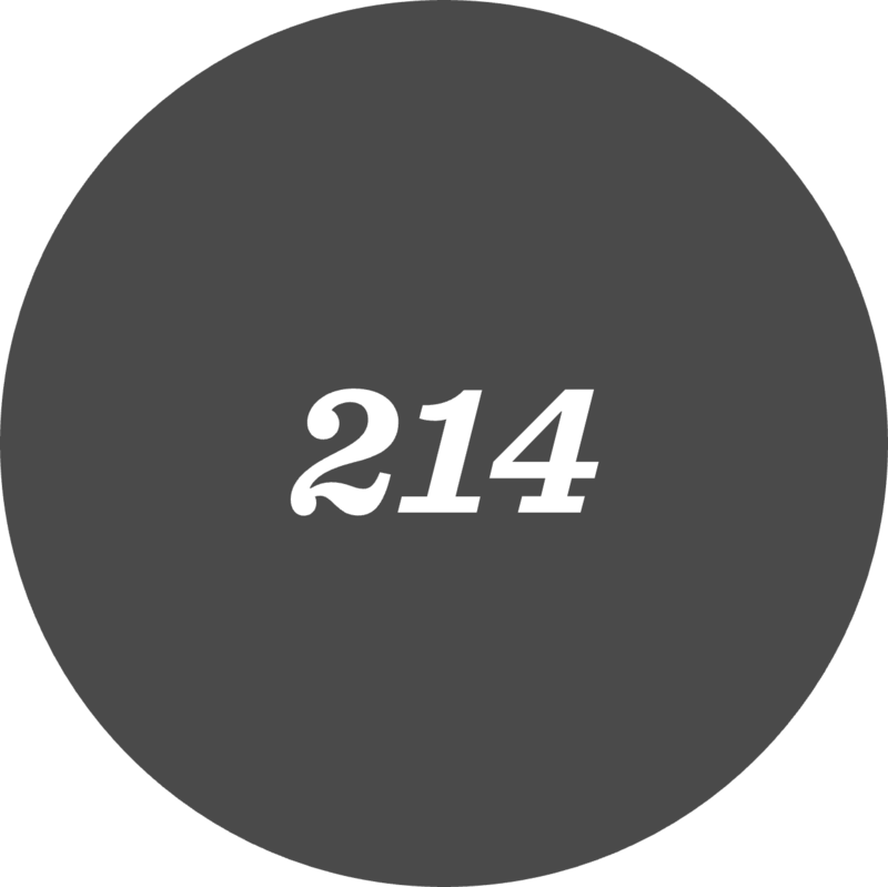 Number 214 inside a round shape